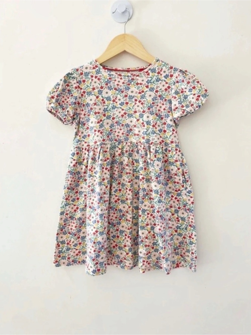 Mini Boden Kids Floral Dress White & Red